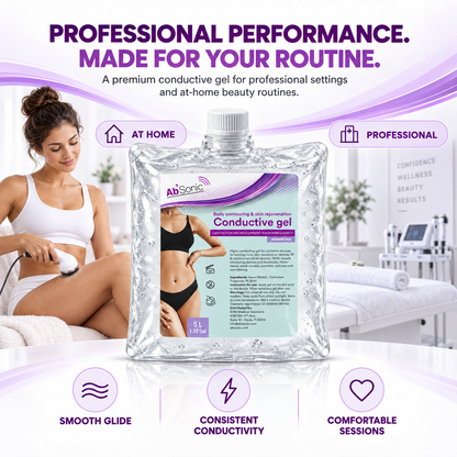 Absonic Conductive Gel for Cavitation Machine, Gel for Baby Doppler - Clear Ultrasonic Gel for Body Sculpting, Microcurrent, Water-Based - 5 L Pack