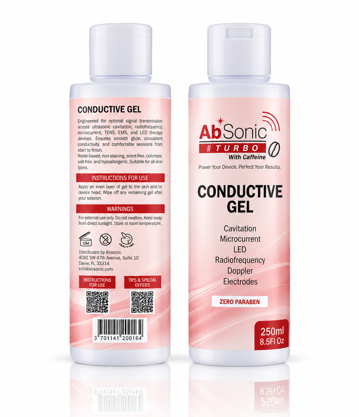 Absonic Turbo - Conductive Gel with Caffeine - 8.5 oz - 2-Pack